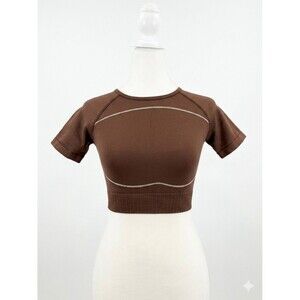 Pretty Little Things Stretch Crop Top Brown Festival Trendy Y2K Style